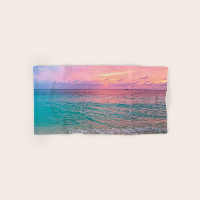 Aerial Photography Beautiful: Turquoise Sunset Relaxing, Peaceful, Coastal Seashore Bath Towel Gallery Image 1