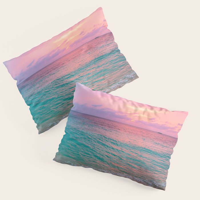 Aerial Photography Beautiful: Turquoise Sunset Relaxing, Peaceful, Coastal Seashore Pillow Sham Gallery Image 3