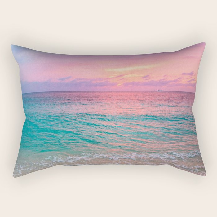 Aerial Photography Beautiful: Turquoise Sunset Relaxing, Peaceful, Coastal Seashore Rectangular Pillow Gallery Image 1