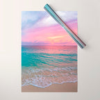 Aerial Photography Beautiful: Turquoise Sunset Relaxing, Peaceful, Coastal Seashore Wrapping Paper Gallery Image 1