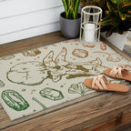 Triceratops Rocks! | Leaf Green & Pumpkin Spice Ombré Outdoor Rug Gallery Image 2