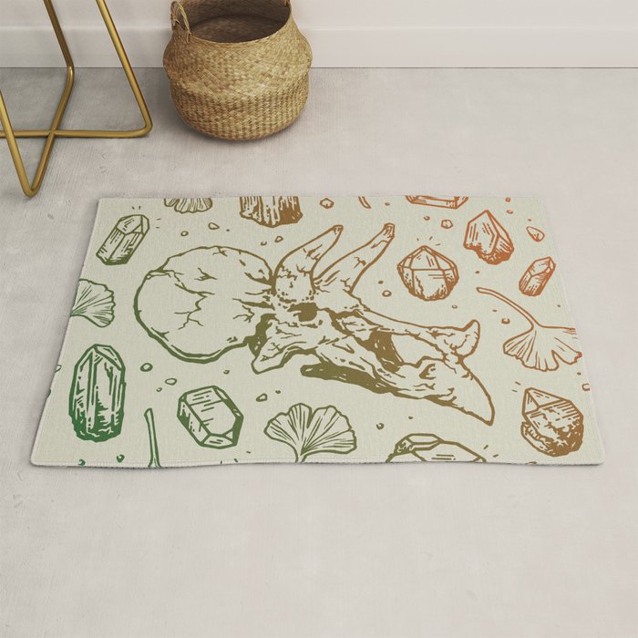 Triceratops Rocks! | Leaf Green & Pumpkin Spice Ombré Rug Gallery Image 1