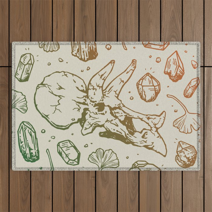 Triceratops Rocks! | Leaf Green & Pumpkin Spice Ombré Outdoor Rug Gallery Image 1