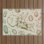 Triceratops Rocks! | Leaf Green & Pumpkin Spice Ombré Outdoor Rug Gallery Image 1