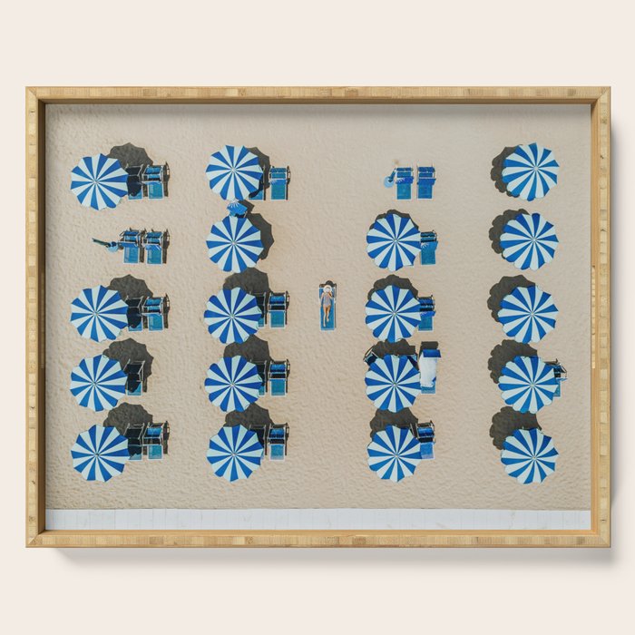 Aerial view of the beach in Rimini, Italy. Serving Tray Gallery Image 1