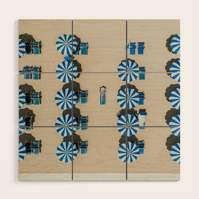Aerial view of the beach in Rimini, Italy. Wood Wall Art