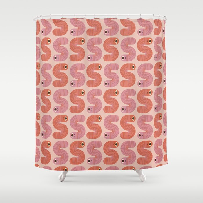 Happy Worm Happy Life Shower Curtain Gallery Image 1