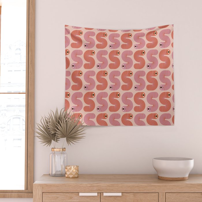Happy Worm Happy Life Wall Tapestry Gallery Image 2