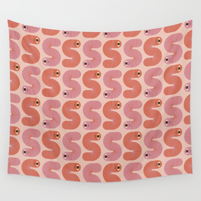 Happy Worm Happy Life Wall Tapestry Gallery Image 4