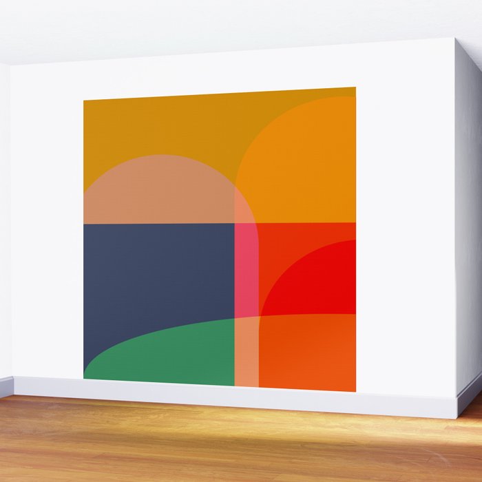 Mid Mod Color Block Wall Mural Gallery Image 2