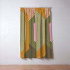 Geometric Retro Color Block Art in Earthy Tones Window Curtain Gallery Image 3