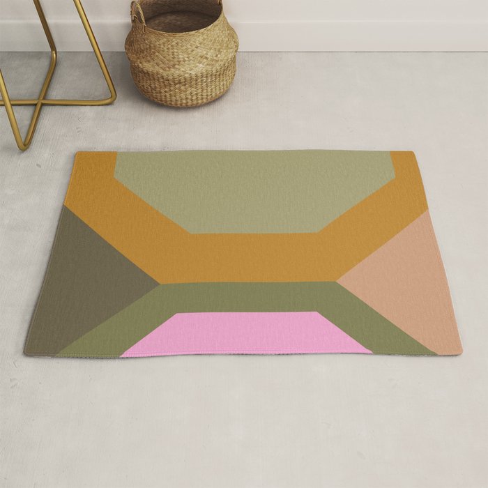 Geometric Retro Color Block Art in Earthy Tones Rug Gallery Image 1