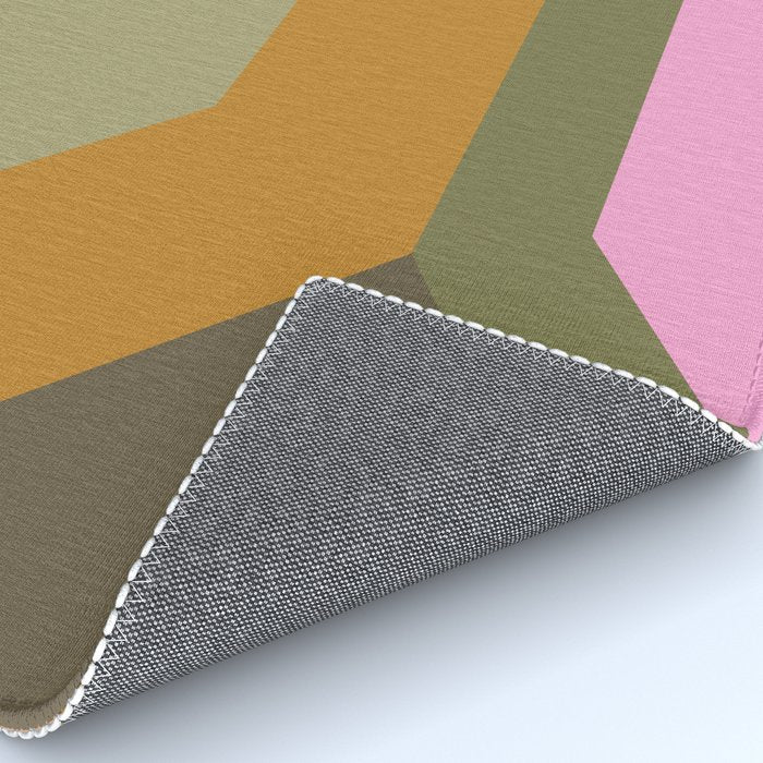 Geometric Retro Color Block Art in Earthy Tones Rug Gallery Image 4