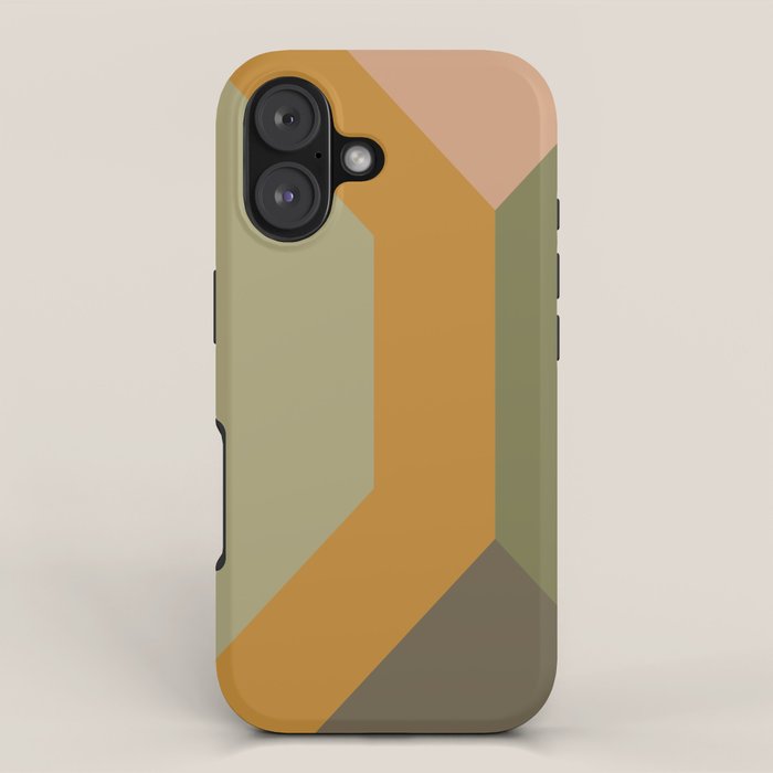 Geometric Retro Color Block Art in Earthy Tones iPhone Case Gallery Image 1