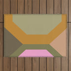 Geometric Retro Color Block Art in Earthy Tones Outdoor Rug Gallery Image 1