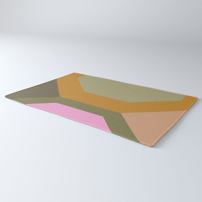Geometric Retro Color Block Art in Earthy Tones Rug Gallery Image 3