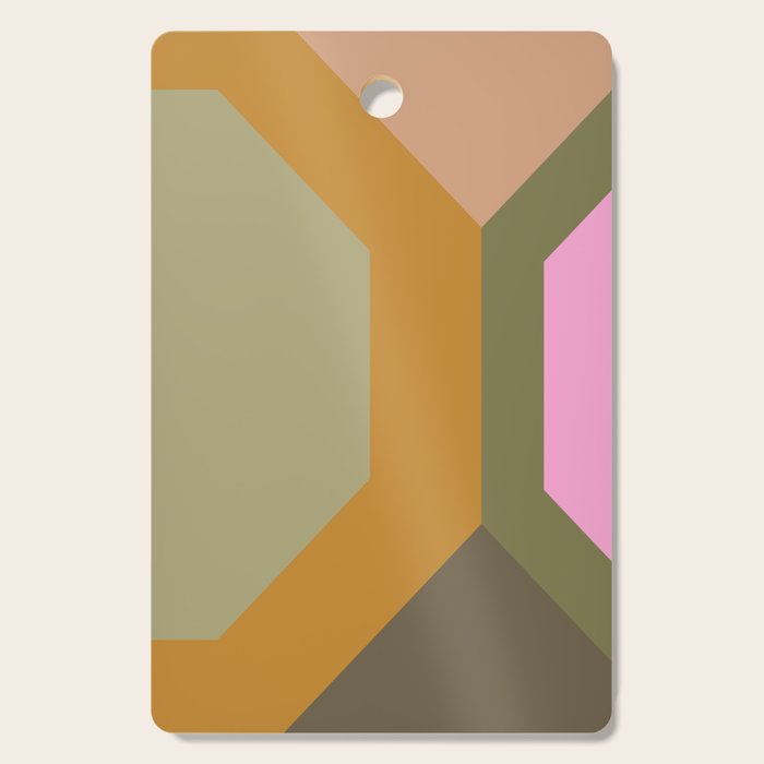 Geometric Retro Color Block Art in Earthy Tones Cutting Board Gallery Image 1