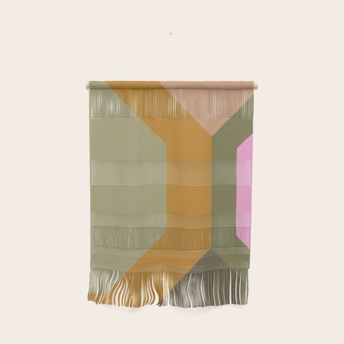 Geometric Retro Color Block Art in Earthy Tones Wall Hanging Gallery Image 1