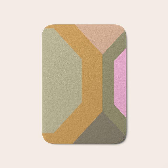 Geometric Retro Color Block Art in Earthy Tones Bath Mat Gallery Image 1
