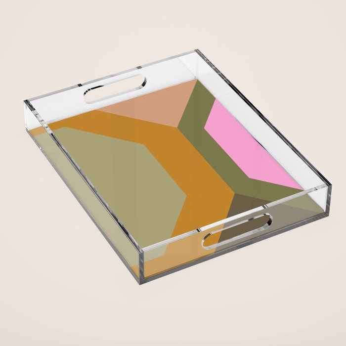 Geometric Retro Color Block Art in Earthy Tones Acrylic Tray Gallery Image 1