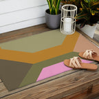 Geometric Retro Color Block Art in Earthy Tones Outdoor Rug Gallery Image 2