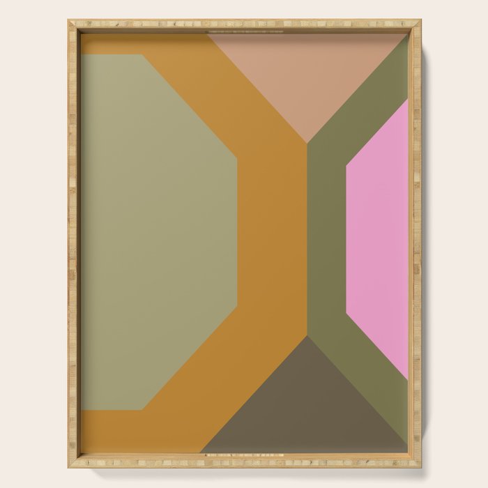 Geometric Retro Color Block Art in Earthy Tones Serving Tray Gallery Image 1
