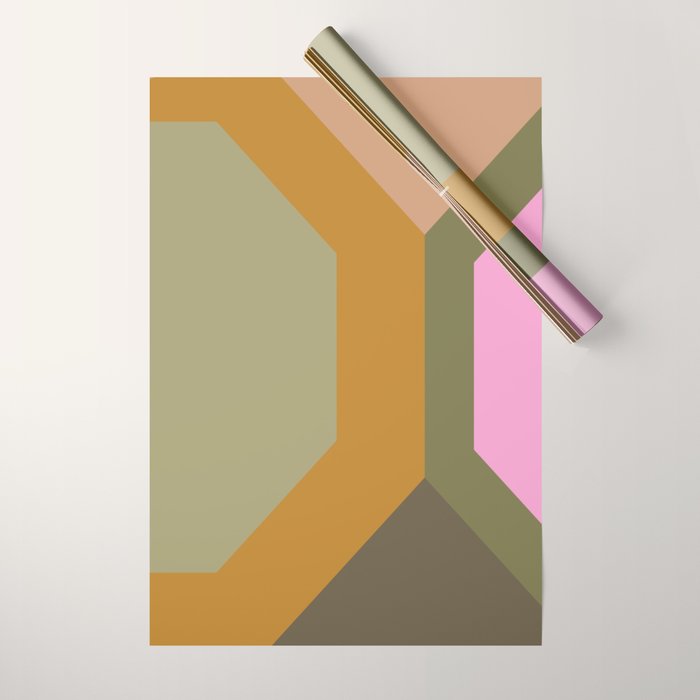 Geometric Retro Color Block Art in Earthy Tones Wrapping Paper Gallery Image 1