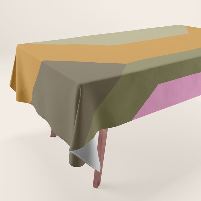 Geometric Retro Color Block Art in Earthy Tones Tablecloth Gallery Image 1