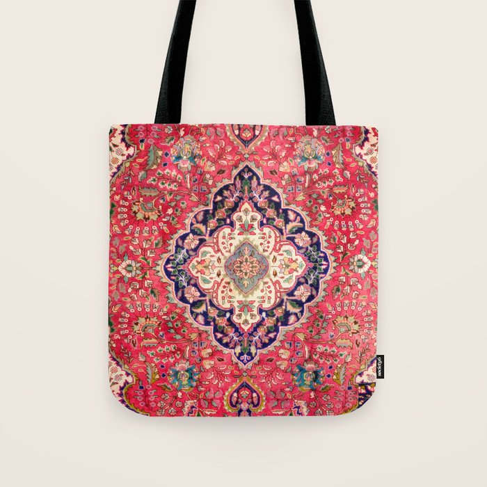 Tabriz Antique Persian Rug Print Tote Bag Gallery Image 1