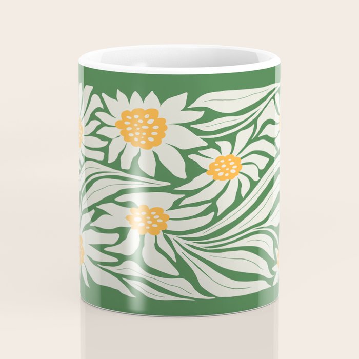 White Camellia & Fern Green Coffee Mug Gallery Image 4