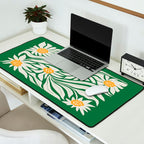 White Camellia & Fern Green Desk Mat Gallery Image 2
