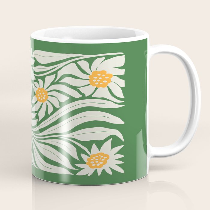 White Camellia & Fern Green Coffee Mug Gallery Image 1