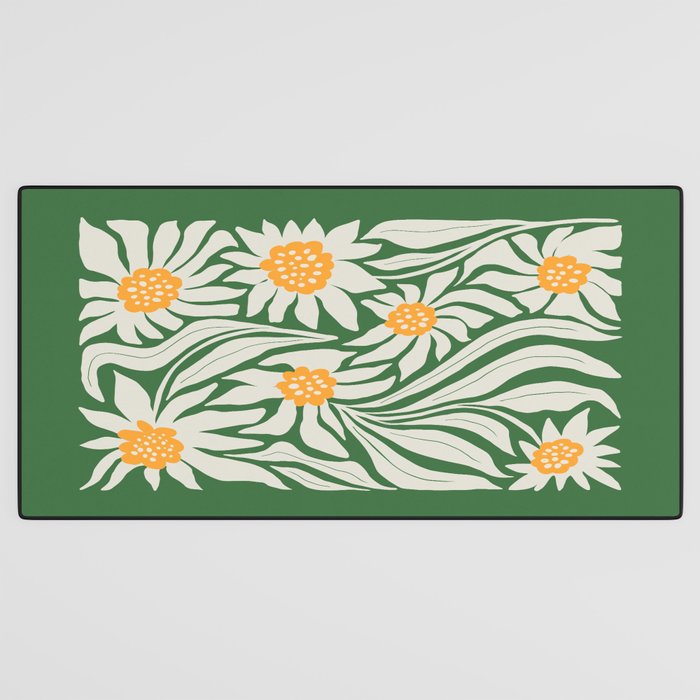 White Camellia & Fern Green Desk Mat Gallery Image 3