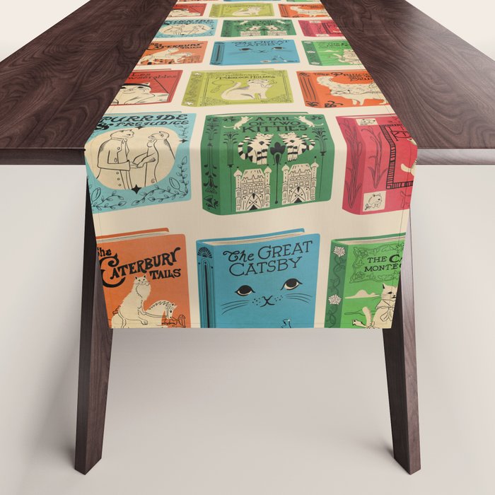 Meowsterpieces of Kiterature - Cat Literature Puns Table Runner Gallery Image 1