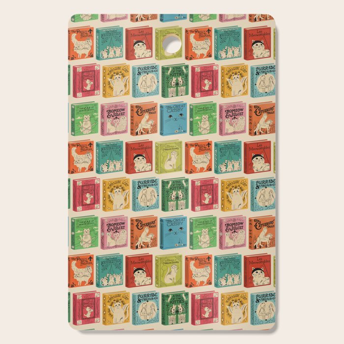 Meowsterpieces of Kiterature - Cat Literature Puns Cutting Board Gallery Image 1