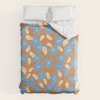 Bold flowers in my garden blue on orange Duvet Cover Gallery Image 6