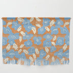 Bold flowers in my garden blue on orange Wall Hanging Gallery Image 1