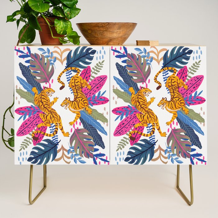 Jungle Tigers - Exotic Blue Credenza Gallery Image 1