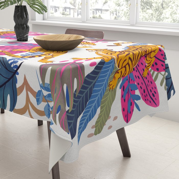Jungle Tigers - Exotic Blue Tablecloth Gallery Image 3