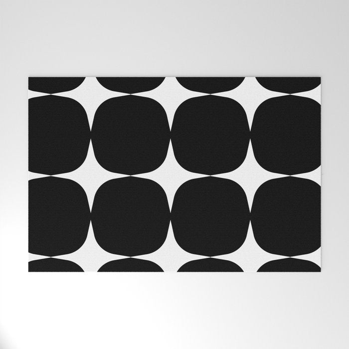 Retro '50s Shapes in Black and White Welcome Mat Gallery Image 1