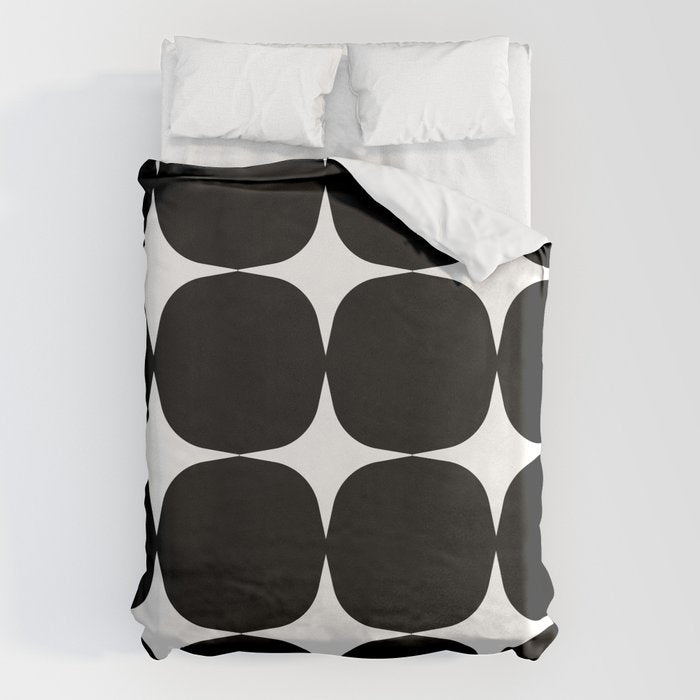 Retro '50s Shapes in Black and White Duvet Cover Gallery Image 1