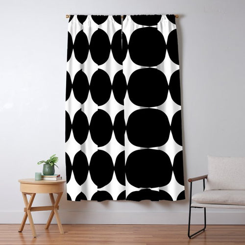 Retro '50s Shapes In Black And White Window Curtain Gallery Image 5