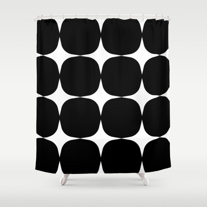 Retro '50s Shapes in Black and White Shower Curtain Gallery Image 1