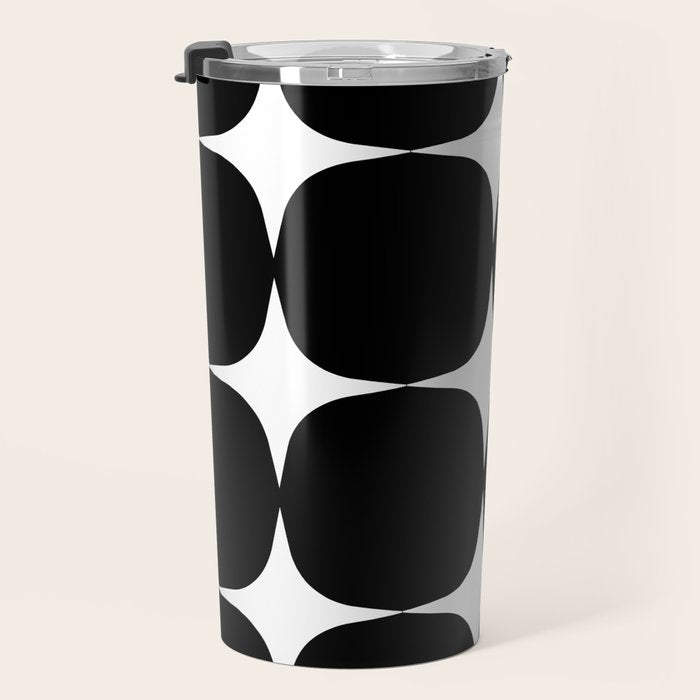 Retro '50s Shapes in Black and White Travel Mug Gallery Image 3