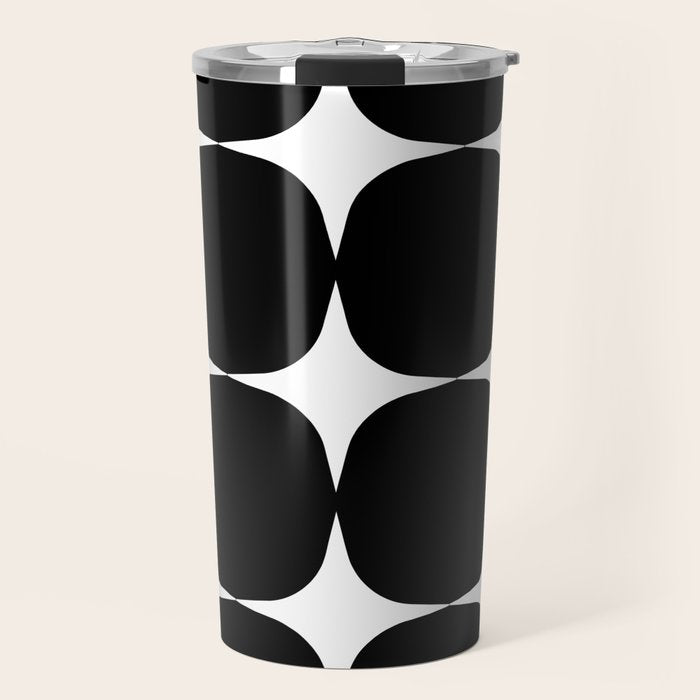 Retro '50s Shapes in Black and White Travel Mug Gallery Image 1