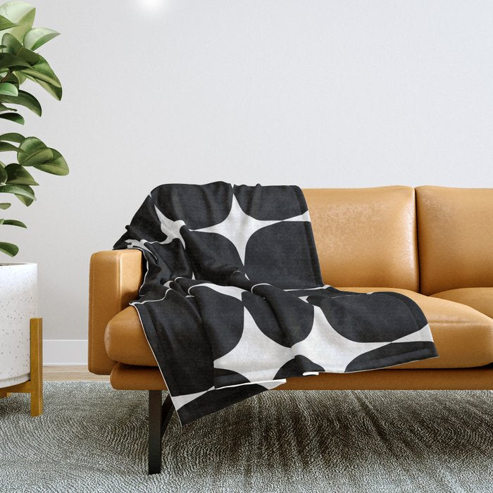 Retro '50s Shapes in Black and White Throw Blanket Gallery Image 1