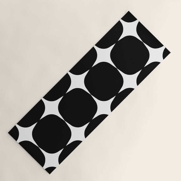 Retro '50s Shapes in Black and White Yoga Mat Gallery Image 1