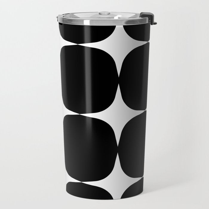 Retro '50s Shapes in Black and White Travel Mug Gallery Image 2