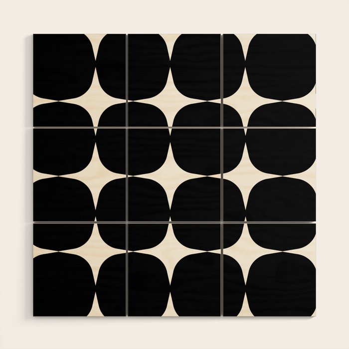 Retro '50s Shapes in Black and White Wood Wall Art Gallery Image 1