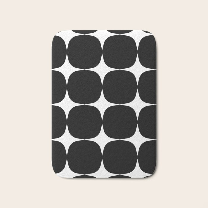 Retro '50s Shapes in Black and White Bath Mat Gallery Image 1